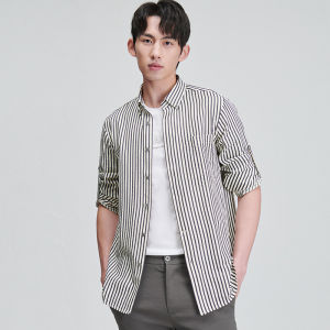 Bubble Texture Mens Business Casual Long Sleeve Shirt