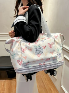 Large Capacity Maternity Bag with Pull Rod Travel Bag for Girls Folding Wheel Universal Caster Luggage Bag Print Fashion Trend