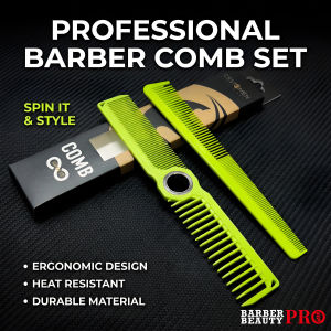other | 2Pcs NEW Professional Barber Dual Spining Comb Wide and Fine Tooth Cutting Comb Taper Comb for Salon Hairdressing Accessories