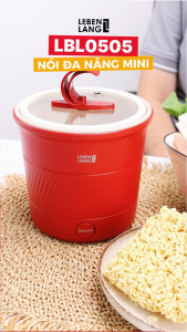 Nồi Lẩu Nấu Mì Đa Năng Mini Lebenlang LBL0505 - 600W Dung Tích 1100ml Bảo Hành 2 Năm Hàng Chính Hãng