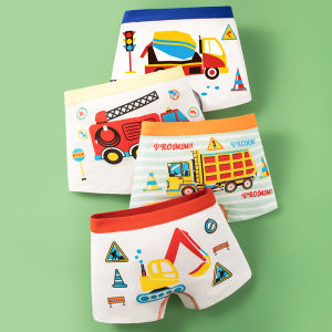 Children Underwear Cotton Soft Breathable Fun Fire Truck Engineering Vehicle Helicopter Ship Kid Clothes Boxers Panties For Boys