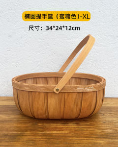 Outdoor Wicker Basket Picnic Basket Handheld Fruit Basket Rural Style Wood Weaving Bamboo Weaving Vegetable Basket