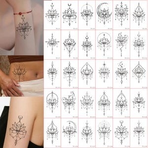 30pcs Temporary Waterproof Tattoo Stickers With Lotus Moon Pattern Tattoo Stickers for Hand And Body Decoration