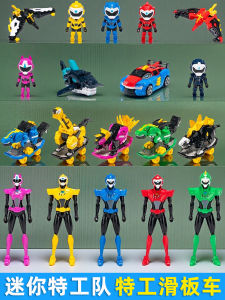 Mini Special Forces Dinosaur Power Transforming Robot Model Toy Skateboard Superhero Playset for Children 3-11 Years Old Boys Girls