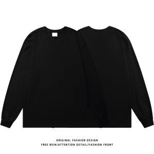 American Style Heavyweight Pure Cotton Long Sleeve T-Shirt Mens Loose Spring Autumn New Original Design Trendy Brand Top