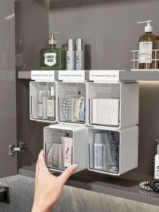 Bathroom Drawer Style Storage Box Cosmetic Cotton Remover Cotton Organizer Rack Simple Design Plastic Mirror Cabinet Storage