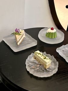 Creative Glass Glacier Plate Cold Meal Pastry Tray Western Point Frosted Sushi Plate Display Base Support Baking Dessert Sets