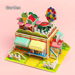 3d Puzzles ChildrenS Diy Manual Assembly Model House Learning Puzzle Educational Toys Ice Cream Hotel