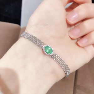 Montagne Jewelry 925 Silver Bracelet For Women Elegant Design Fine Jewellery Natural 5x7mm Emerald Bracelet Gem Cuff