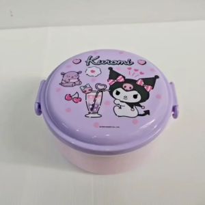 กล่องข้าว แบ่งช่อง 2ชั้น ฝาล็อค พร้อมช้อน คุโรมิ Kuromi / ทวินสตาร์ Twin Stars