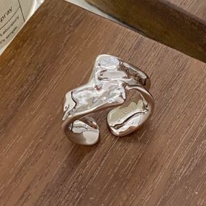 Fashionable Folded Asymmetrical Design Open Finger Ring for Women Stylish Melted Rock Index Finger Ring Fresh out New Jewelry