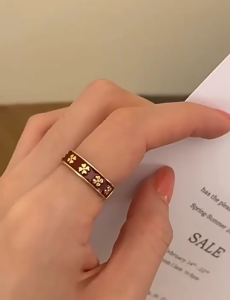 Bestella💗Cincin Jari Telunjuk Pasangan Mode/Cincin Terbuka Glasir Retro/Cincin Gadis Ceruk Sederhana COD
