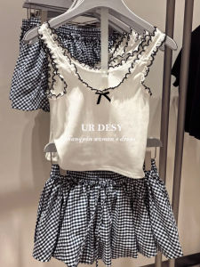 Summer New Style Womens Butterfly Knot Decorated Ruffle Color Block Vest Commute Style Short Length Sleeveless Top