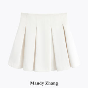 Elegant Pleated Short Skirt Black