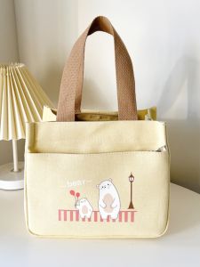 2025 New Canvas Lunch Box Handbag Womens Shoulder Bag Casual Style Zipper Closure Medium Size Soft Handle Square Bag