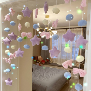 Curtain Cửa Phòng Ngủ Dễ Thương Có Nơ Bướm Tách Biệt Không Cần Khoan Trang Trí Phòng Trẻ Em Trang Trí Cửa Sổ Bay