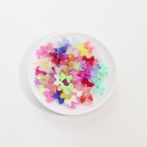 100pcs/lot Colorful Bowknot Shape Acrylic Beads 18x14mm Bows Tie Spacer Beads Loose Bead For DIY Jewelry Making Keychain