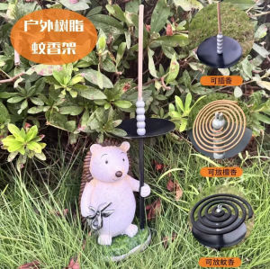 Modern Minimalist Resin Hedgehog Sprite Sculpture Mosquito Coil Holder Sandalwood Ash Tray Garden Landscape Outdoor Balcony Decor