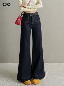 High Waist Wide Leg Denim Jeans Womens Spring Autumn Loose Fit Ruffle Hem Trousers Comfortable Breathable Anti-Wrinkle