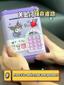 NEW!! Password Coin Box Sanrio Kuromi Piggy Bank Automatic Roll In Money Saving Box with Lights & Sound Capybara kapibala 储钱罐