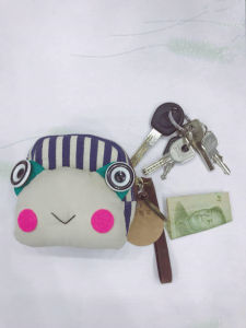 Square Korean Style Clutch Cartoon Cloth Coin Purse Womens Canvas Mini Cute Coin Key Small Bag
