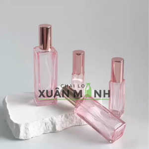 [HCM] Chai thủy tinh thân hồng nắp hồng dày dặn dung tích 5ml 9ml 20ml 30ml vòi xịt phun sương sang trọng.