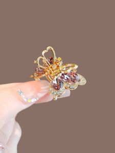 Delicate Small Butterfly Hair Clip Diamond Rhinestone Hair Accessories Hair Grooming Travel Beauty Supplies Hairpins