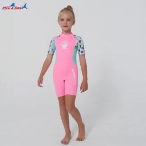 Kids Surfing Wetsuit 2.5MM Neoprene Diving Suit For Girls short sleeve Swimsuit