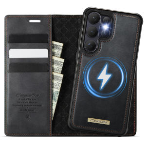 2 in 1 Magnetic Flip Case for Samsung Galaxy S26 Ultra S25 Edge Plus S24 S23 Fe S22 Wireless Charging Wallet Phone Cover Coque