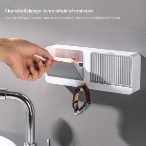 GXY Creative soap box with lid soap box large size double grid drain free perforation flip lid soap box