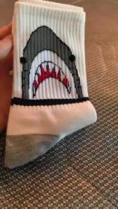 3 Pairs Novelty Shark Crew Socks for Men Women Funny Animal Shark Teeth Design Mid Calf Tube Socks Cotton Comfortable Breathabl