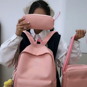 Ayuqi® Macaron-color School Bag 3pcs/Set Large Capacity Student Backpack Solid Canvas Girls Backpacks