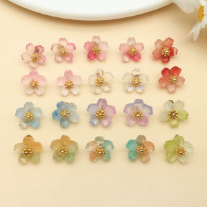 5pcs/20pcs Glass Cherry Blossoms Pendant Jewelry Making DIY Keychain Earrings Charms for Jewelry Bracelets Necklace