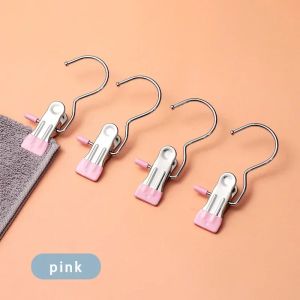 10/1pc Stainless Steel Clothespins Laundry Clothes Peg With Hook Portable Hanging Clothes Clip Wardrobe Clothes Organizer Hanger