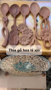 Thìa gỗ các hình dài đa đạng hình dáng chiều dài (KBT001TGGG)
