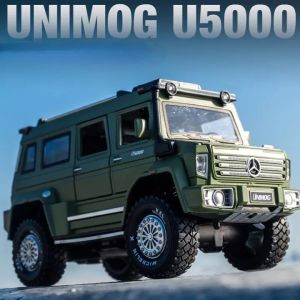 【WJ】จำลอง1:28 MB Unimog U5000เสียงและแสงดึงกลับปิดถนนล้อแม็กรถยนต์รุ่นเครื่องประดับของเล่นเด็ก