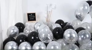 50pcs Silver Metallic Confetti Balloons Party Decoarations 12 Inches Chrome Latex Helium Balloon Set For Birthday Baby Shower Wedding Anniversary Graduation Party Supplies