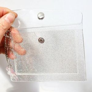 Transparent 2pcs Girl Mini Glitter Credit Card Holder/Laser Wallet PVC Business Bank Card/Cute ID Card Case
