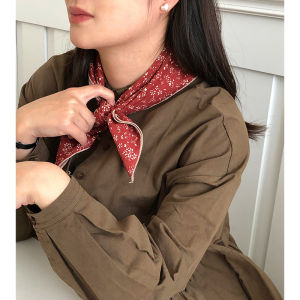 Artistic Cotton Scarf Lightweight Floral Print Versatile Spring Summer Womens Decorative Headscarf Fresh Retro Style