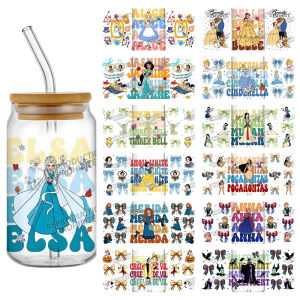 New 31 Disney Princess Fashion Big Character Poster 16oz UV DTF 3D Sticker Decals Wraps Glass Can Cups Craft DIY Birthday Gifts
