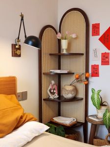 FANLUOWEI | Vintage Rattan Shelf Living Room & Bedroom 3-corner