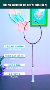 Vợt Cầu Lông Lining Axforce 80 Đen Full Carbon - Căng Sẵn Dây Trợ Lực Tặng Kèm Quấn Cán Móc Khóa Bảo Vệ Đầu Vợt