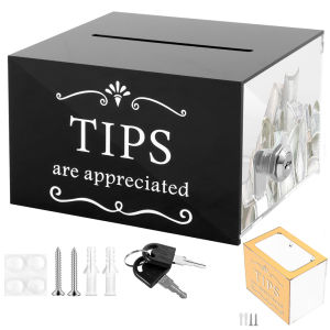 Acrylic Donation Box Clear Suggestion Trading Ballot Raffle Money Ticket Container Tip Jar with Large Opening for Coffee Shop