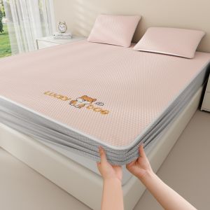 AIYUN | New Cooling Ice Silk Mattress Fitted Sheets Set