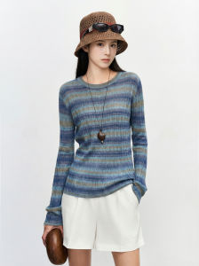Fall Gradual Color Versatile Office Wear Long Sleeve Knitwear