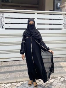 Abaya Hitam Sivana Gamis Jetblack Lapisan Sifon Aplikasi Mata Baju Lebaran Umroh