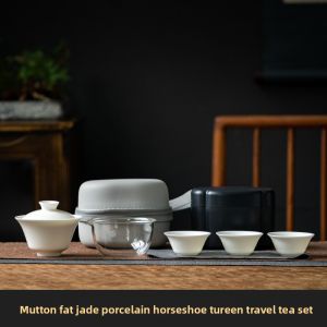XIYUANJI | Portable Travel Kung Fu Tea Set with Lidded Bowl Teacups