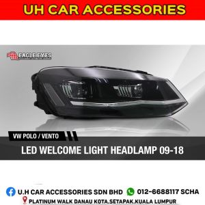 VOLKSWAGEN POLO VENTO 2009-2018 PROJECTOR LED HI-LO BEAM SEQUENTIAL SIGNAL WELCOME LIGHT DRL HEADLAMP