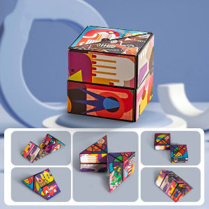 3D Geometric Cubic Toys Reversible Magnetic Magic Cube Anti Stress Hand Flip Puzzle Game Kids Reliever Fidget Toy