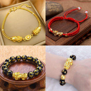 Gelang Manik-Manik Pixiu Emas Asli 24K Gelang Tangan Keberuntungan Gelang Feng Shui Pixiu Obsidian Hitam / Gelang Pixiu Tali Merah / Gelang Pixiu Emas Semua Aksesoris Keberuntungan - Lazada